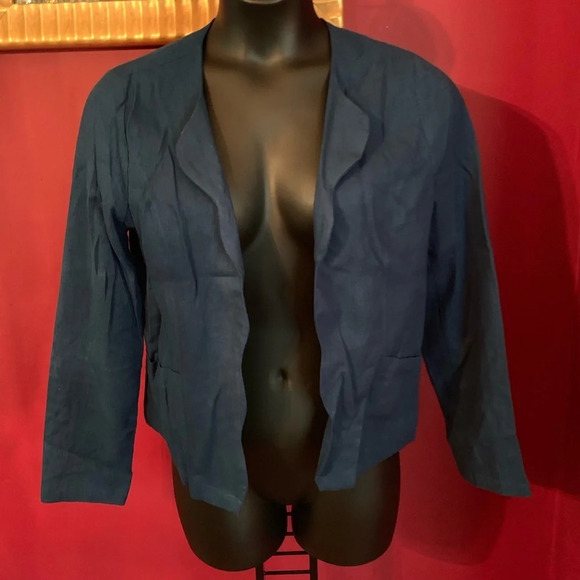 Just Fab linen blend open-front blazer - Picture 3 of 6